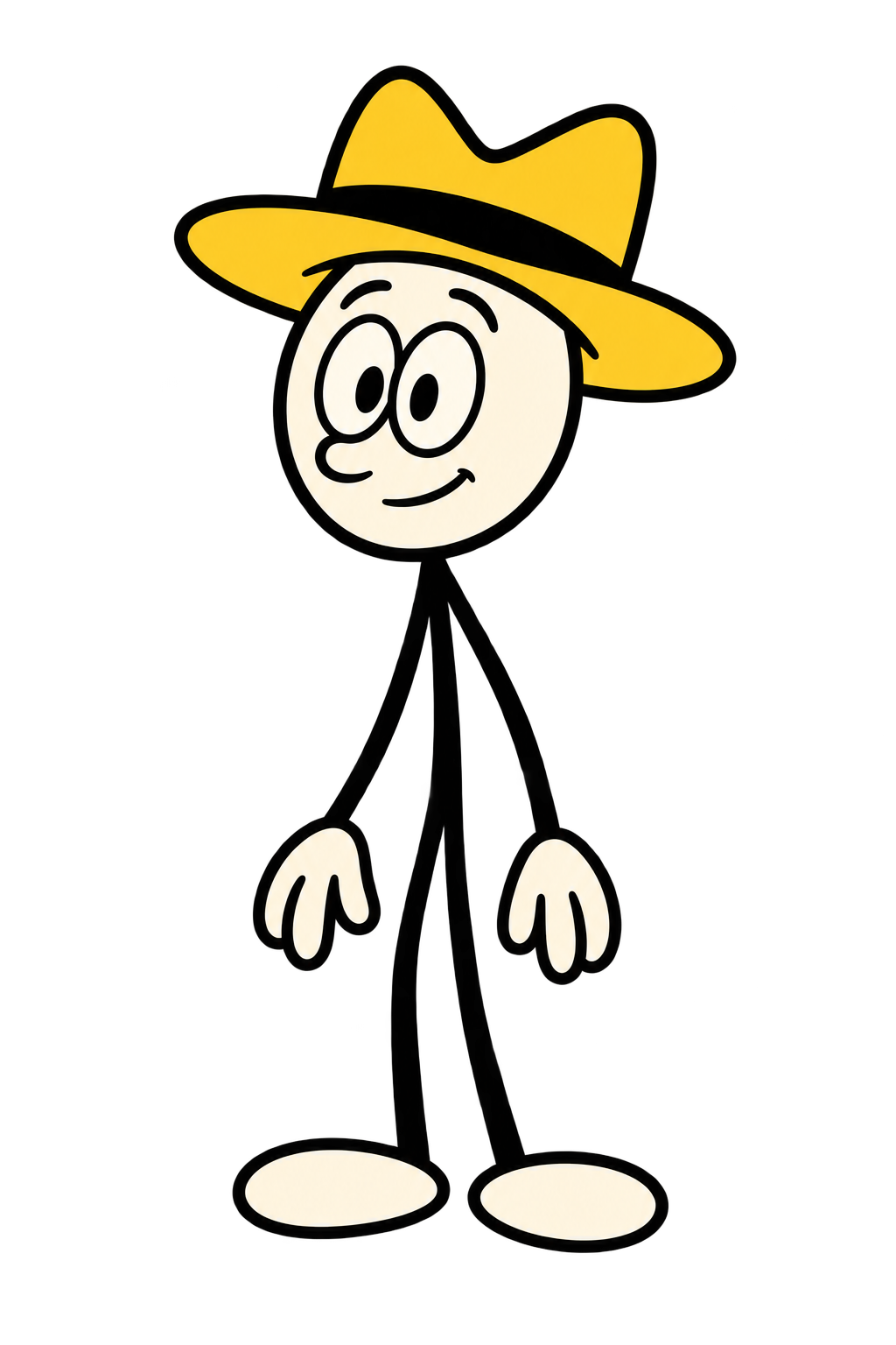Toobi, an extremely skinny character wearing a yellow cowboy hat